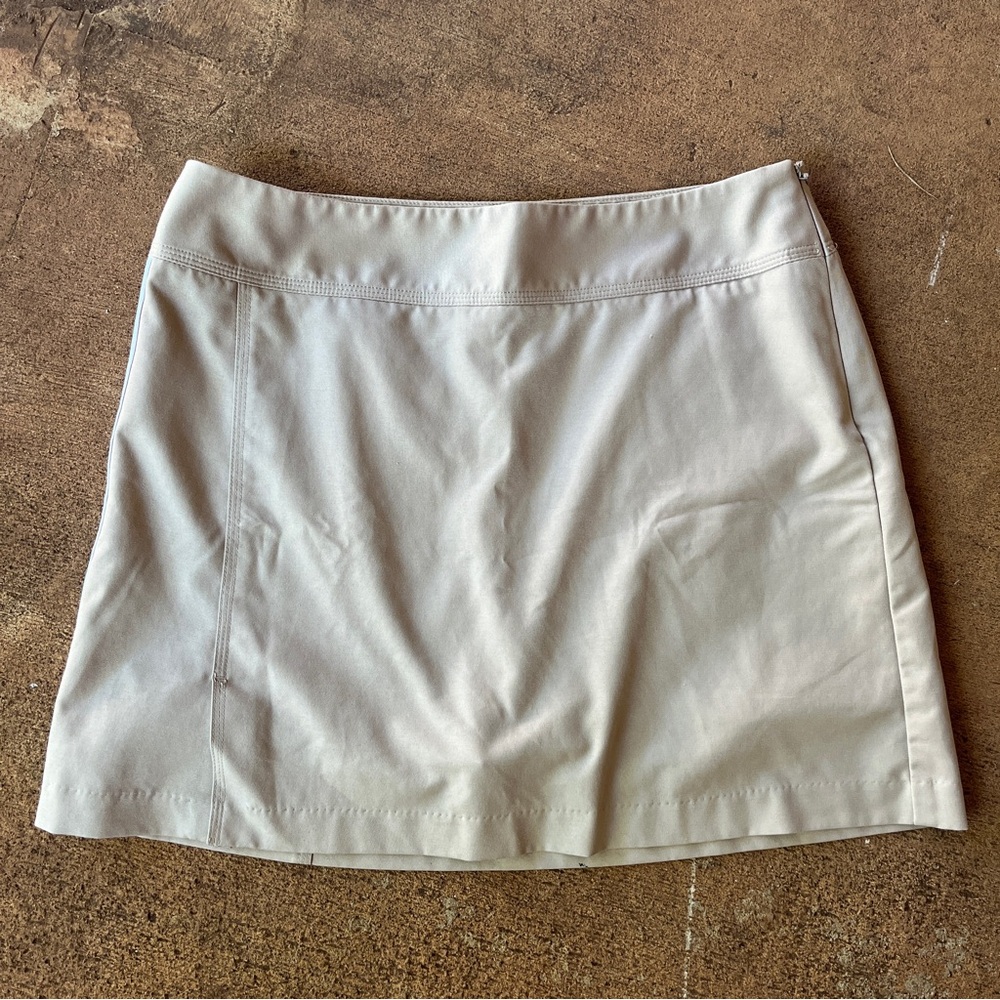 adidas Tan Skort Side Stripes Climacool golf skirt Womens 6 Medium pickleball